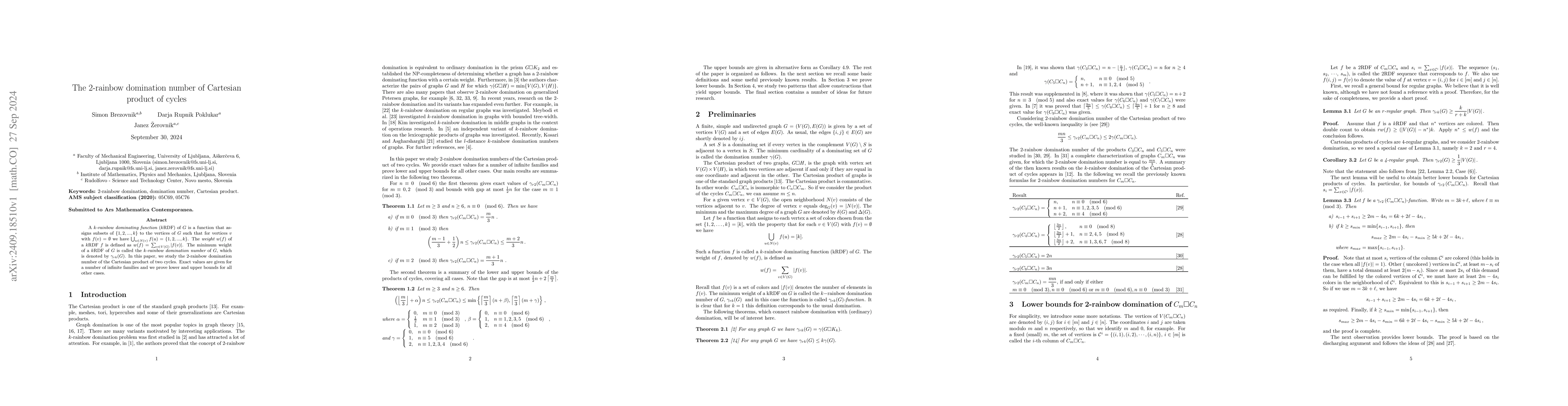Thumbnail for The 2-rainbow domination number of Cartesian product of cycles