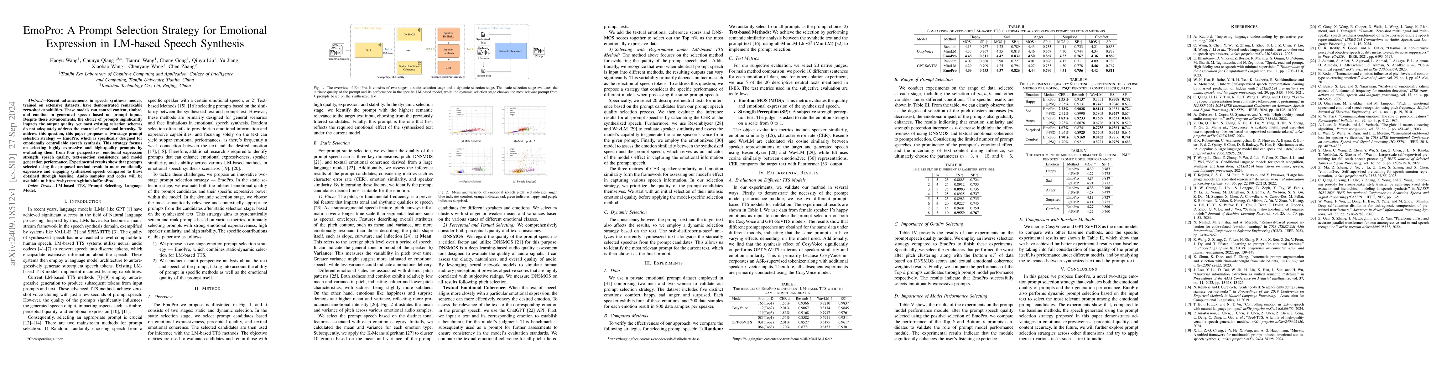 Thumbnail for EmoPro: A Prompt Selection Strategy for Emotional Expression in LM-based
  Speech Synthesis