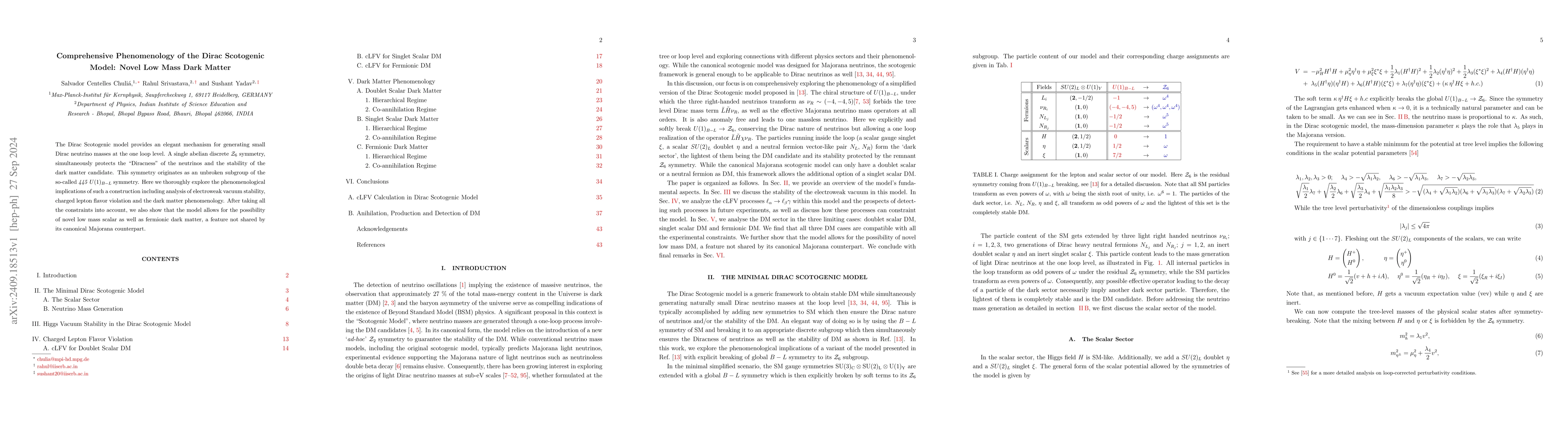 Thumbnail for Comprehensive Phenomenology of the Dirac Scotogenic Model: Novel Low
  Mass Dark Matter
