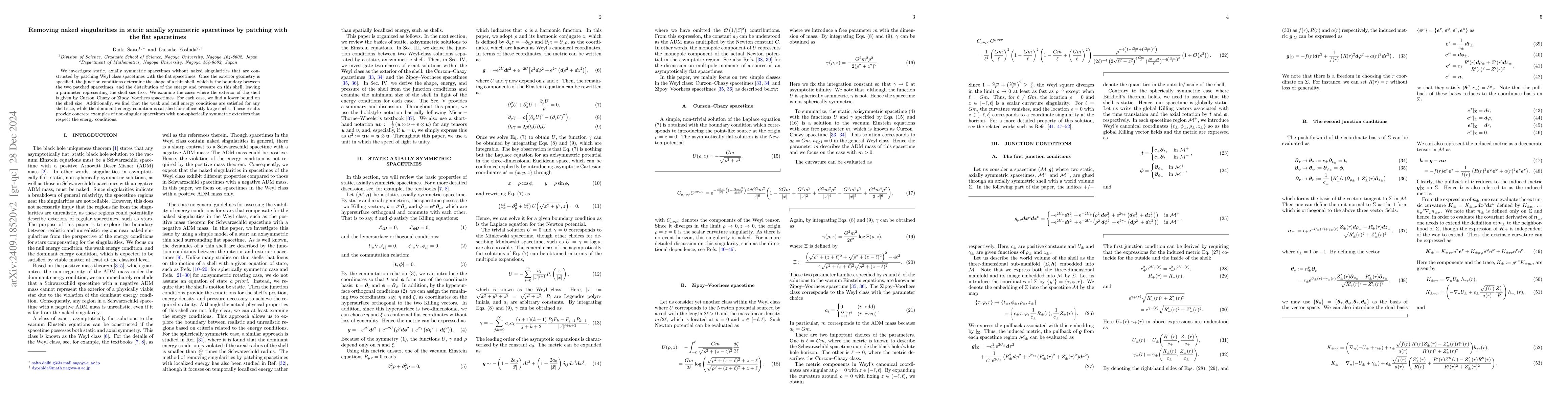 Thumbnail for Removing naked singularities in static axially symmetric spacetimes by
  patching with the flat spacetimes