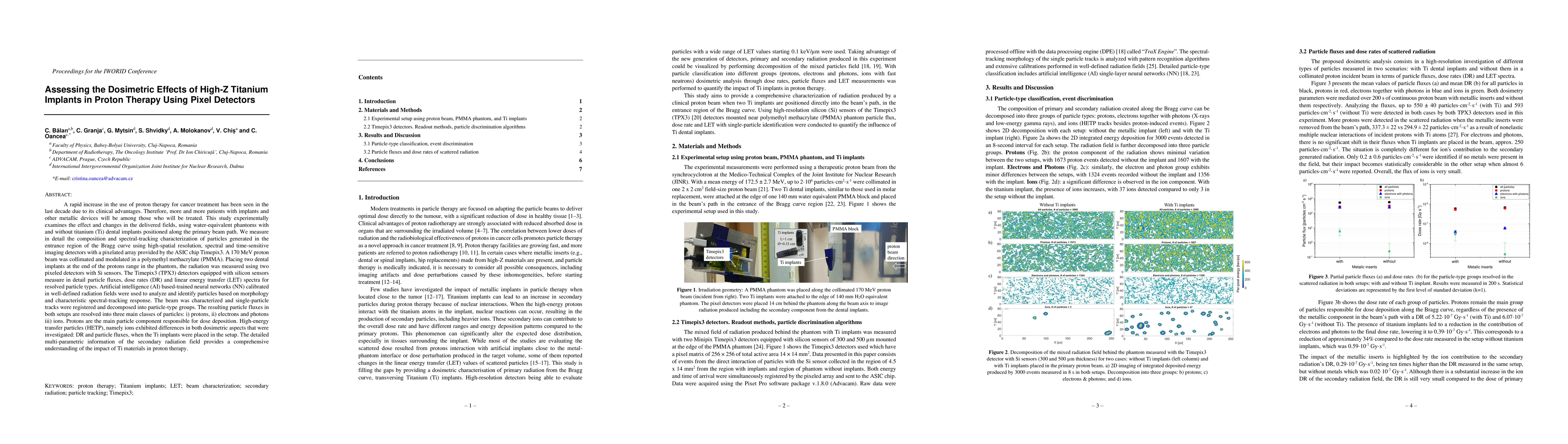 Thumbnail for Assessing the Dosimetric Effects of High-Z Titanium Implants in Proton
  Therapy Using Pixel Detectors
