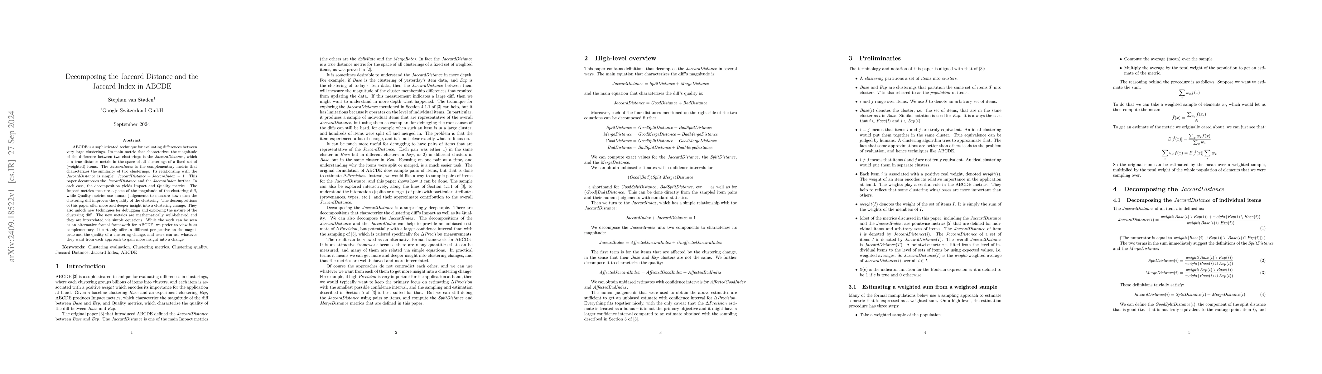 Thumbnail for Decomposing the Jaccard Distance and the Jaccard Index in ABCDE