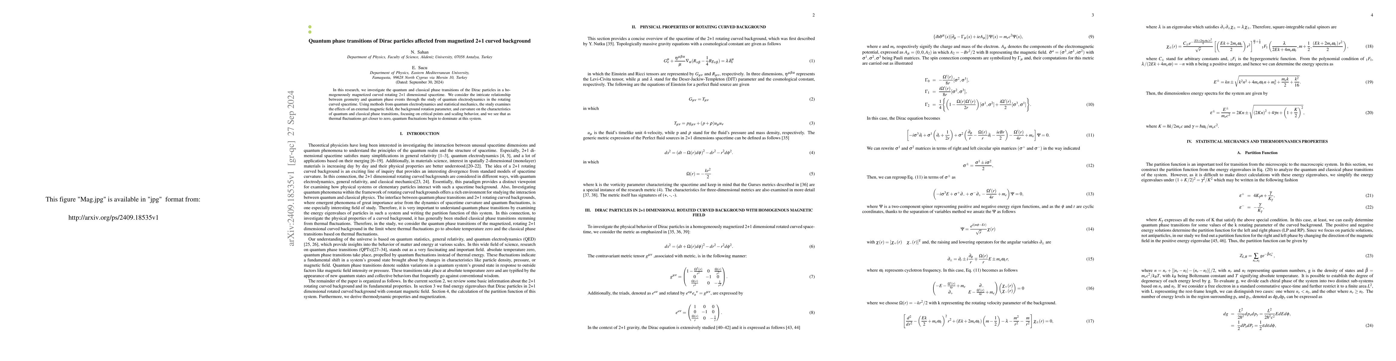 Thumbnail for Quantum phase transitions of Dirac particles affected from magnetized
  2+1 curved background