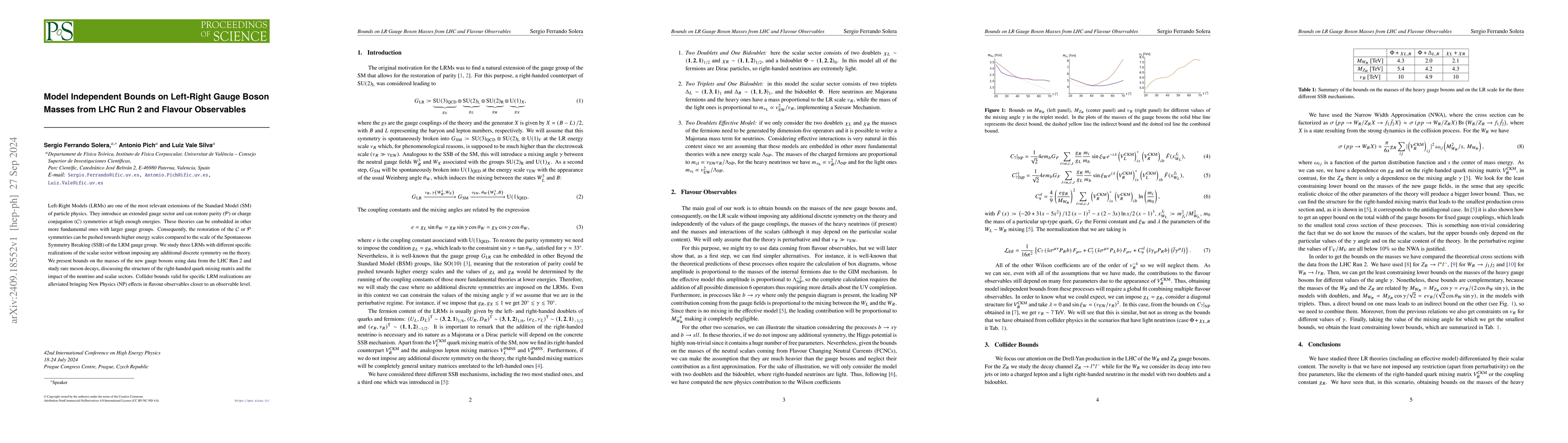 Thumbnail for Model Independent Bounds on Left-Right Gauge Boson Masses from LHC Run 2
  and Flavour Observables