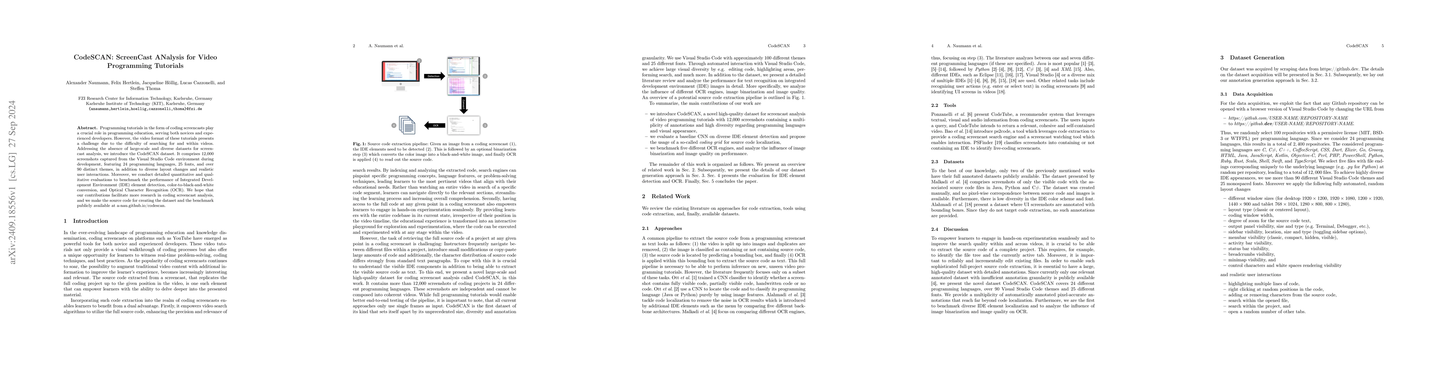 Thumbnail for CodeSCAN: ScreenCast ANalysis for Video Programming Tutorials