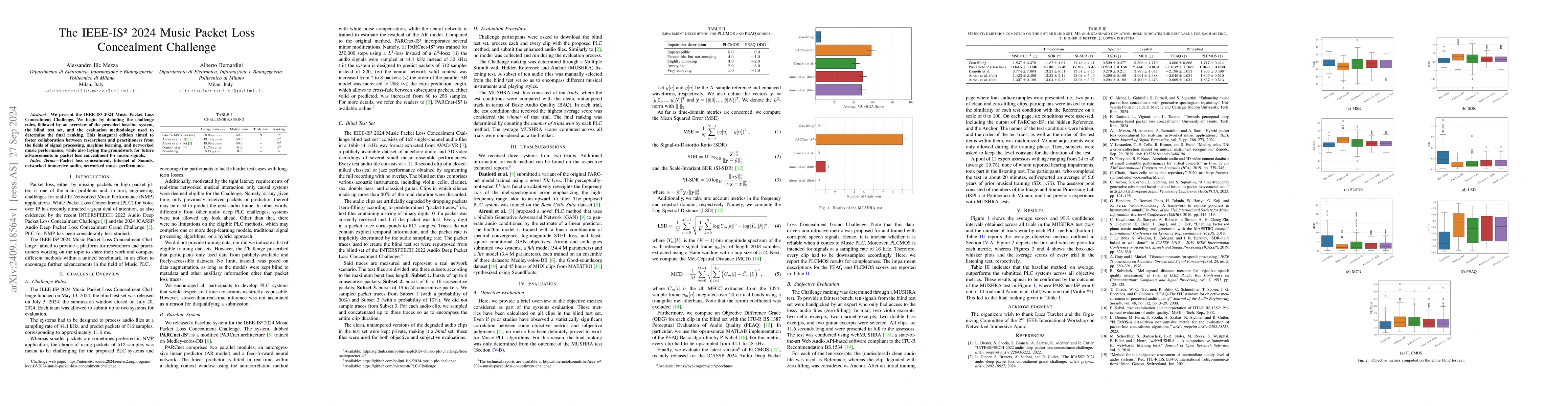 Thumbnail for The IEEE-IS2 2024 Music Packet Loss Concealment Challenge