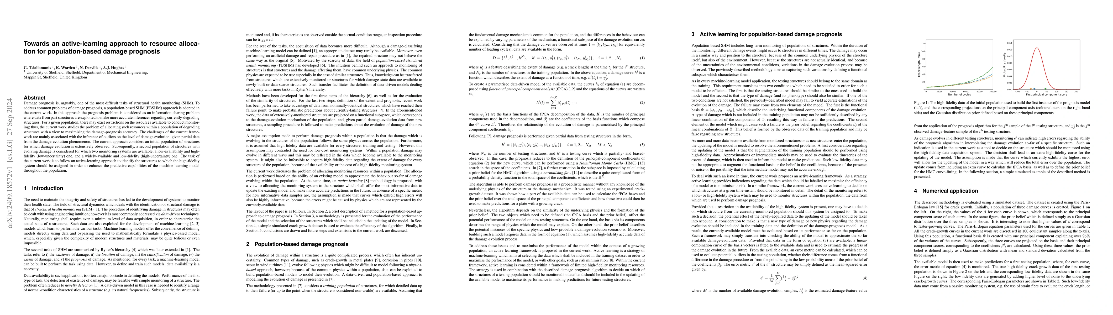 Thumbnail for Towards an active-learning approach to resource allocation for
  population-based damage prognosis