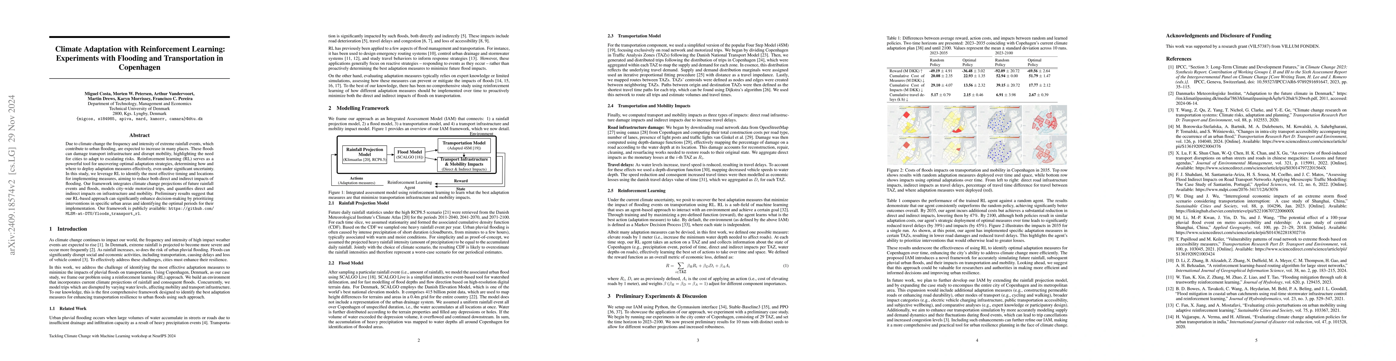 Thumbnail for Climate Adaptation with Reinforcement Learning: Experiments with
  Flooding and Transportation in Copenhagen