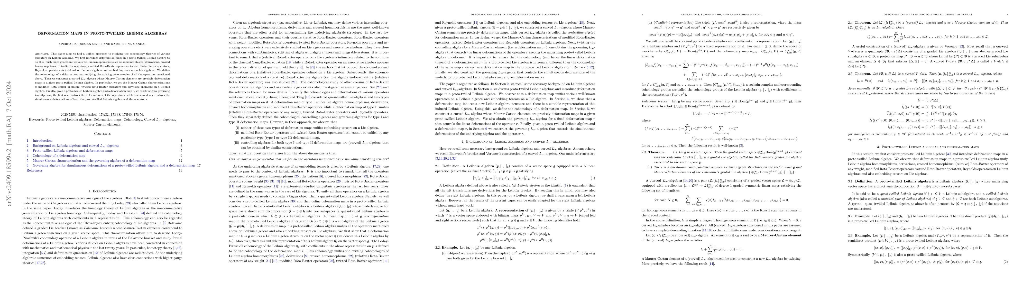 Thumbnail for Deformation maps in proto-twilled Leibniz algebras