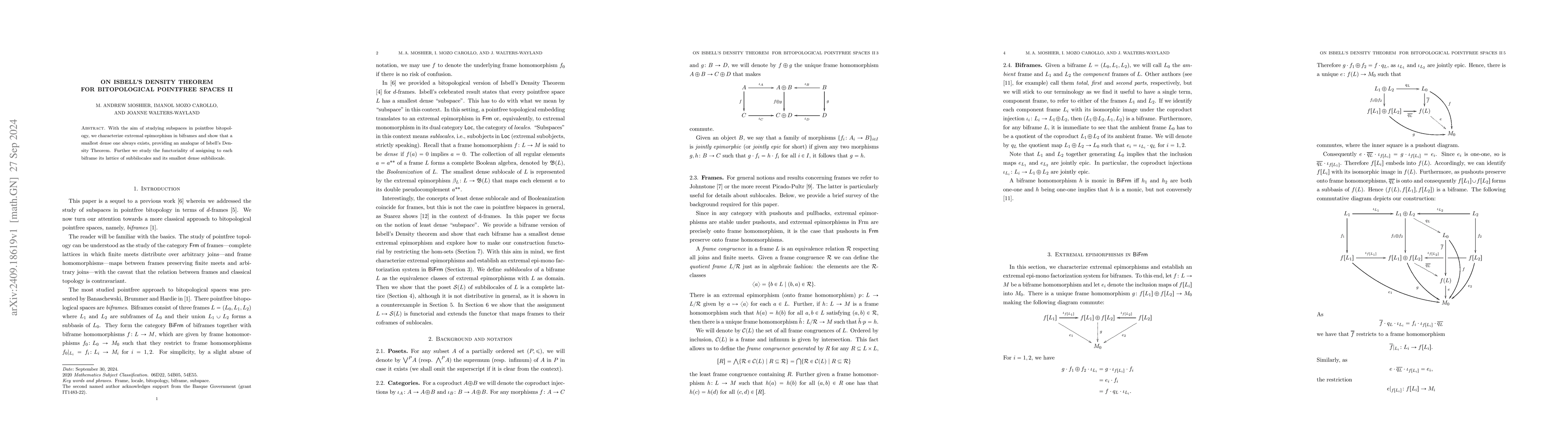 Thumbnail for On Isbell's Density Theorem for bitopological pointfree spaces II