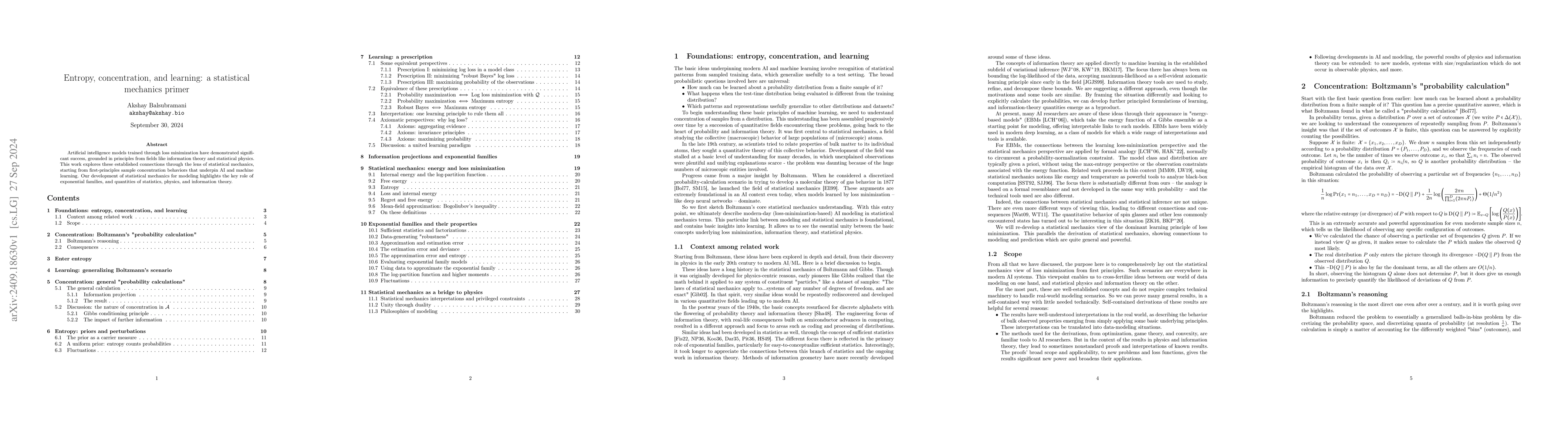 Thumbnail for Entropy, concentration, and learning: a statistical mechanics primer