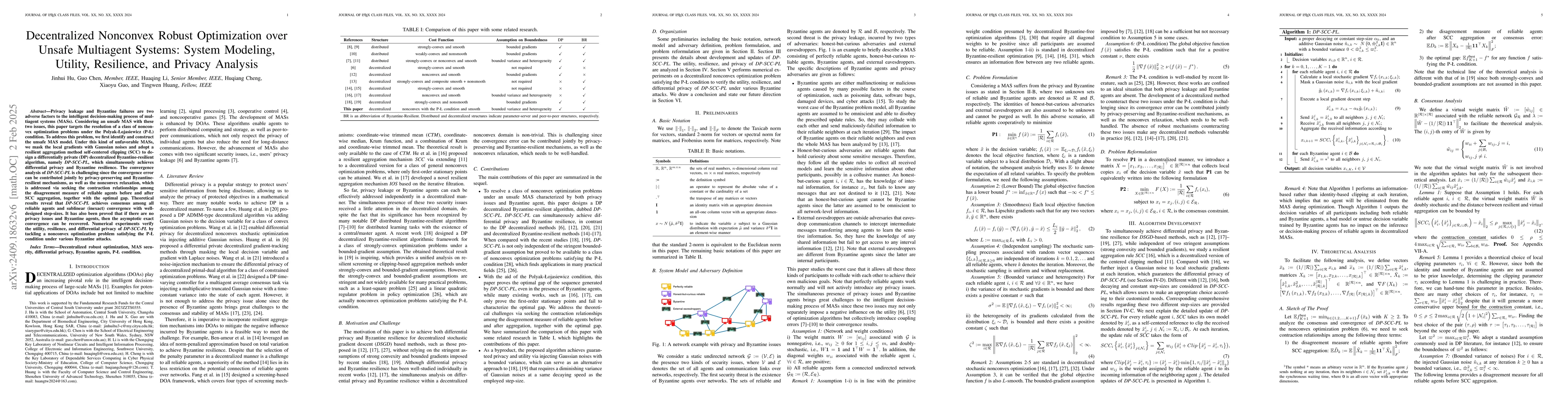 Thumbnail for Differentially Private and Byzantine-Resilient Decentralized Nonconvex
  Optimization: System Modeling, Utility, Resilience, and Privacy Analysis