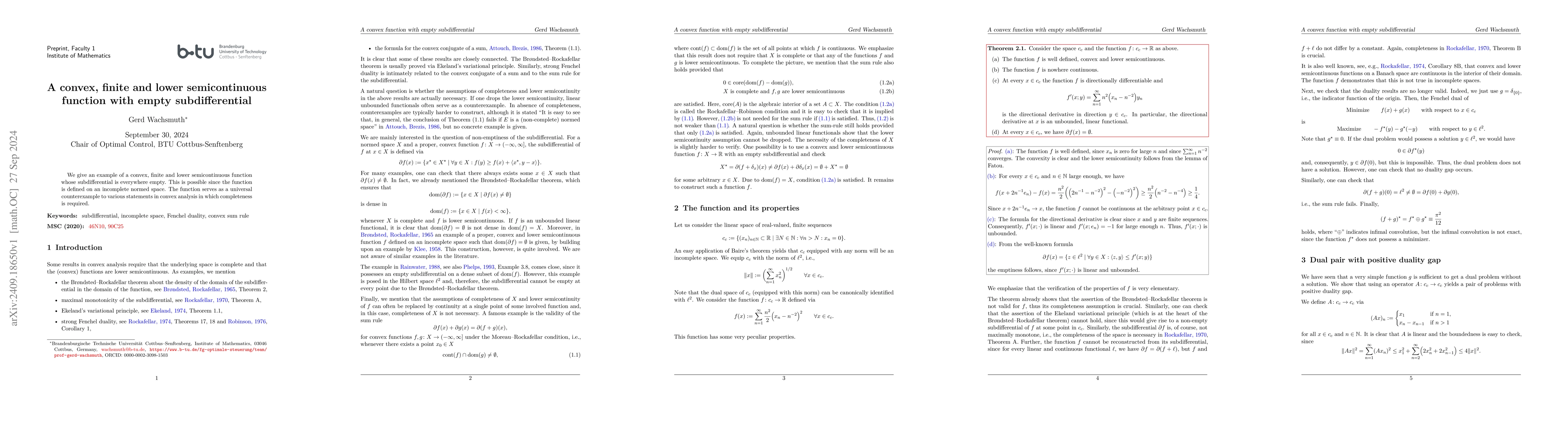 Thumbnail for A convex, finite and lower semicontinuous function with empty
  subdifferential