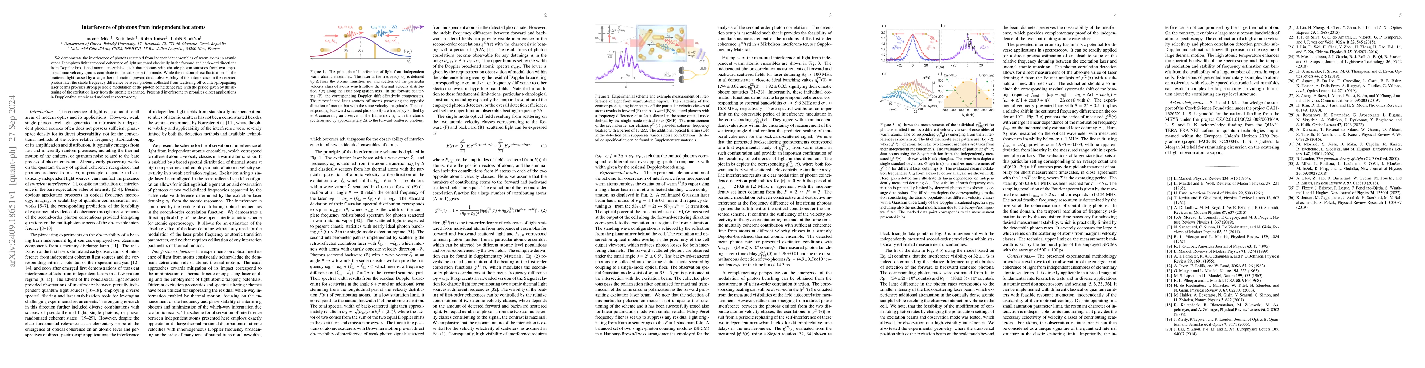 Thumbnail for Interference of photons from independent hot atoms