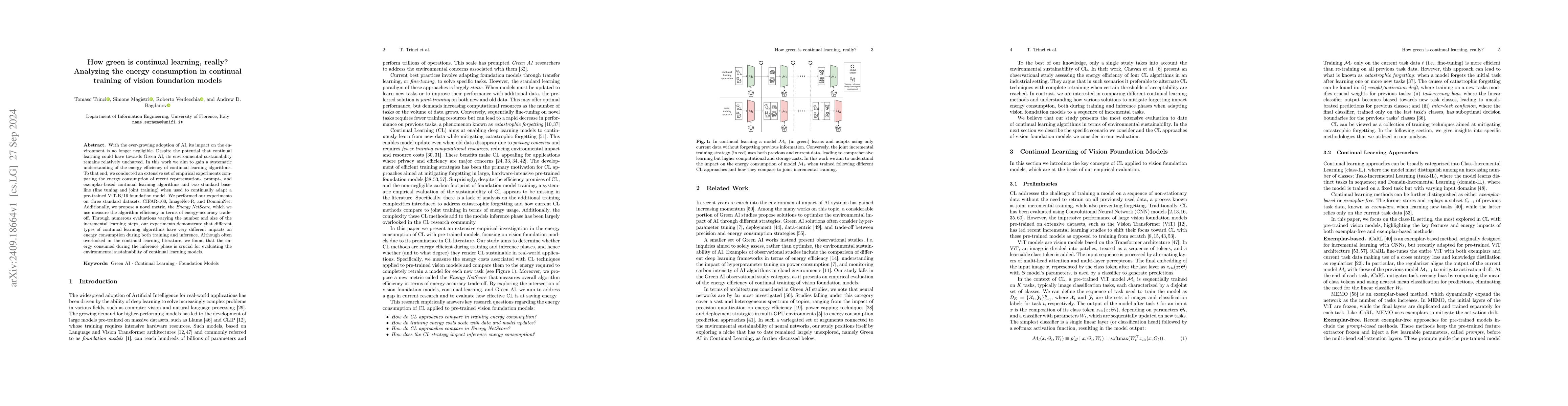 Thumbnail for How green is continual learning, really? Analyzing the energy
  consumption in continual training of vision foundation models