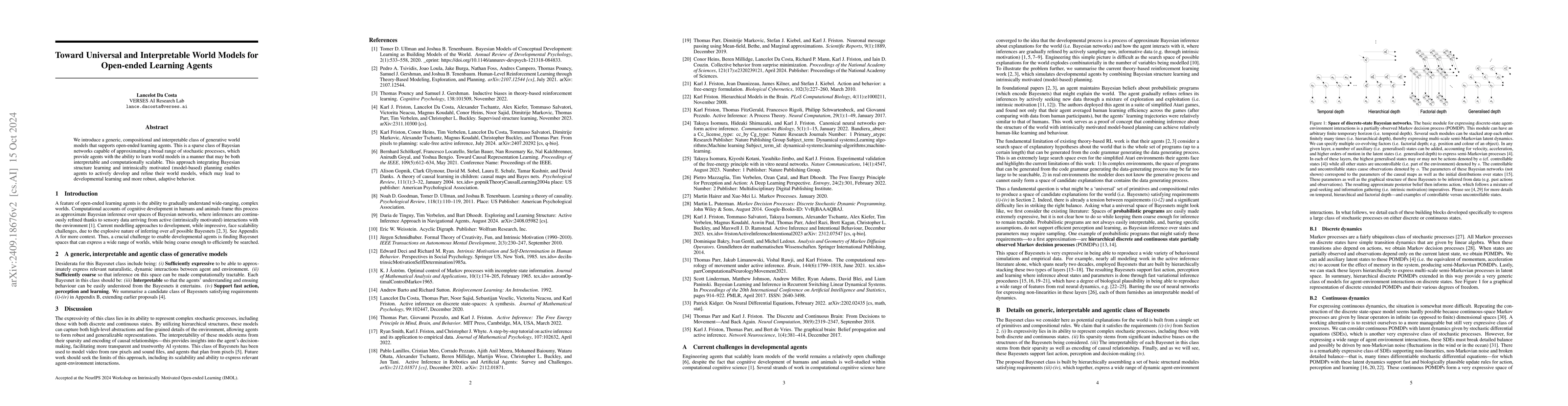 Thumbnail for Toward Universal and Interpretable World Models for Open-ended Learning
  Agents