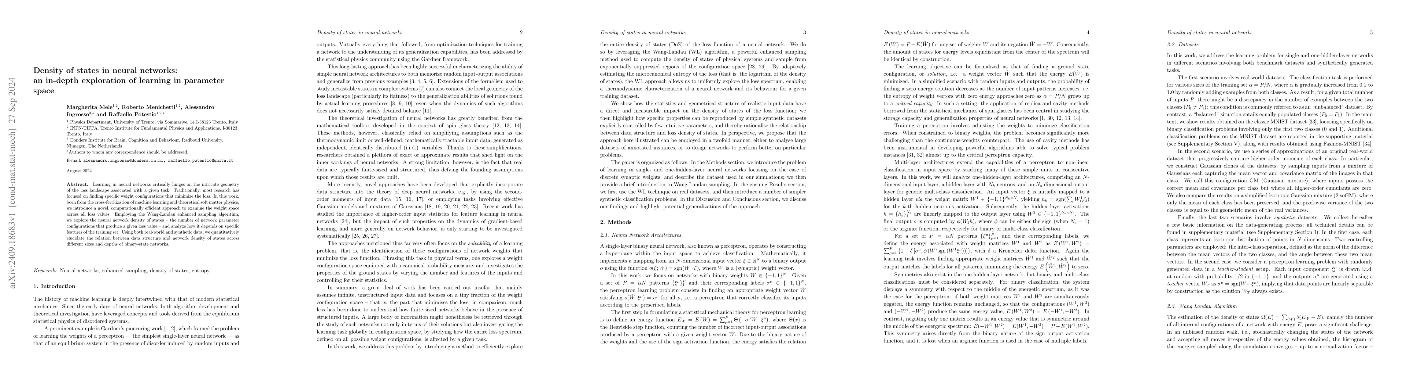 Thumbnail for Density of states in neural networks: an in-depth exploration of
  learning in parameter space