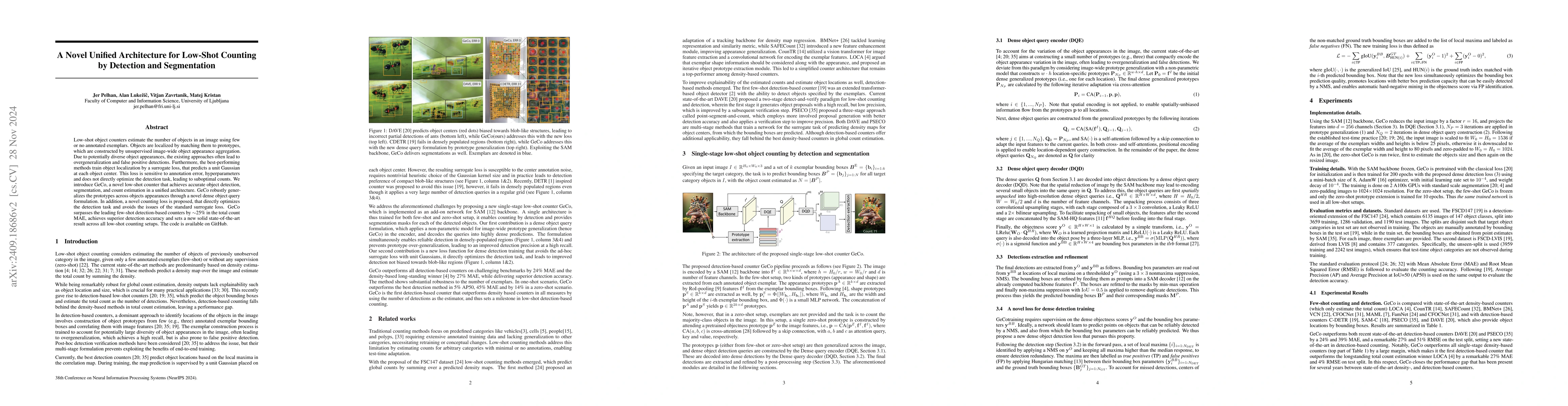 Thumbnail for A Novel Unified Architecture for Low-Shot Counting by Detection and
  Segmentation
