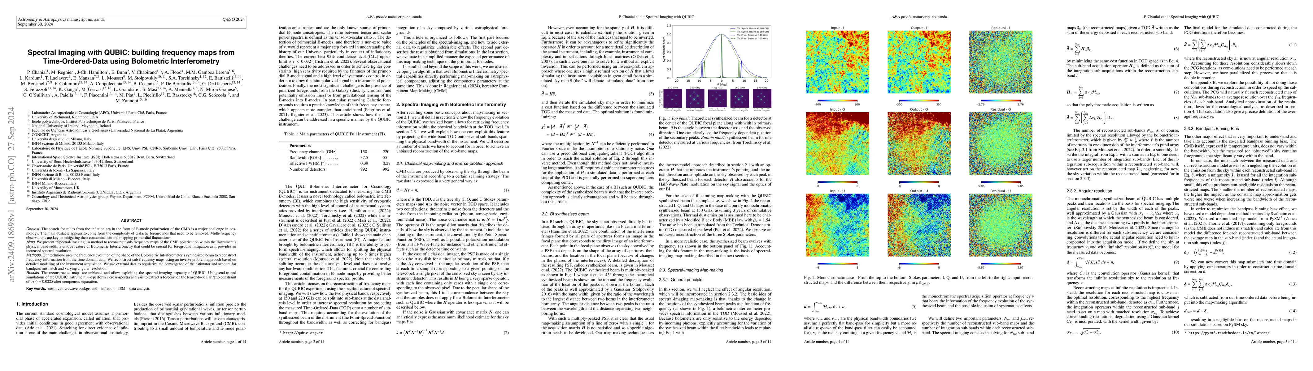 Thumbnail for Spectral Imaging with QUBIC: building frequency maps from
  Time-Ordered-Data using Bolometric Interferometry