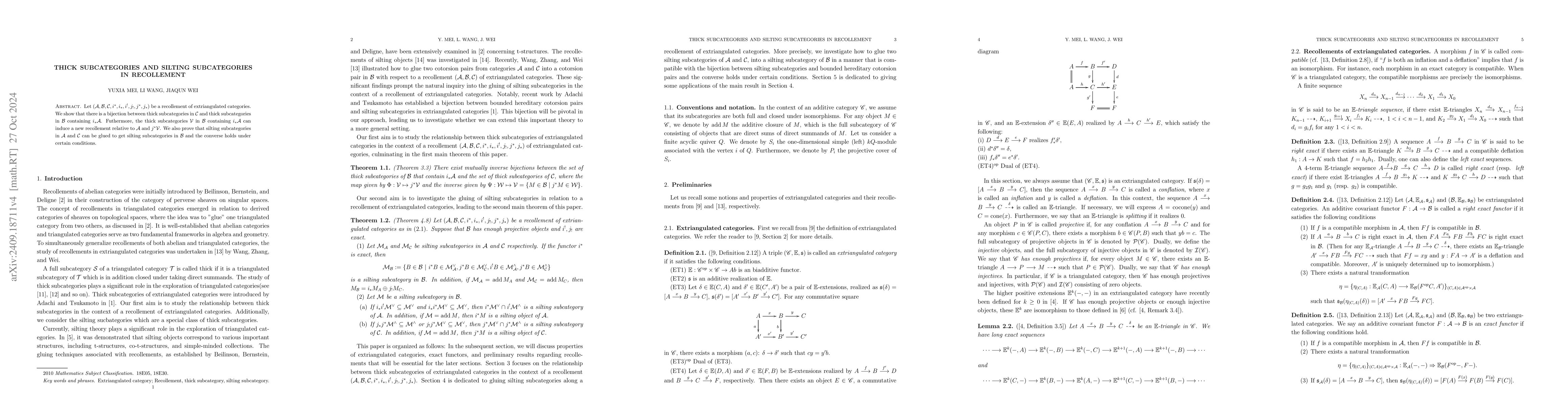 Thumbnail for Thick subcategories and silting subcategories in recollement