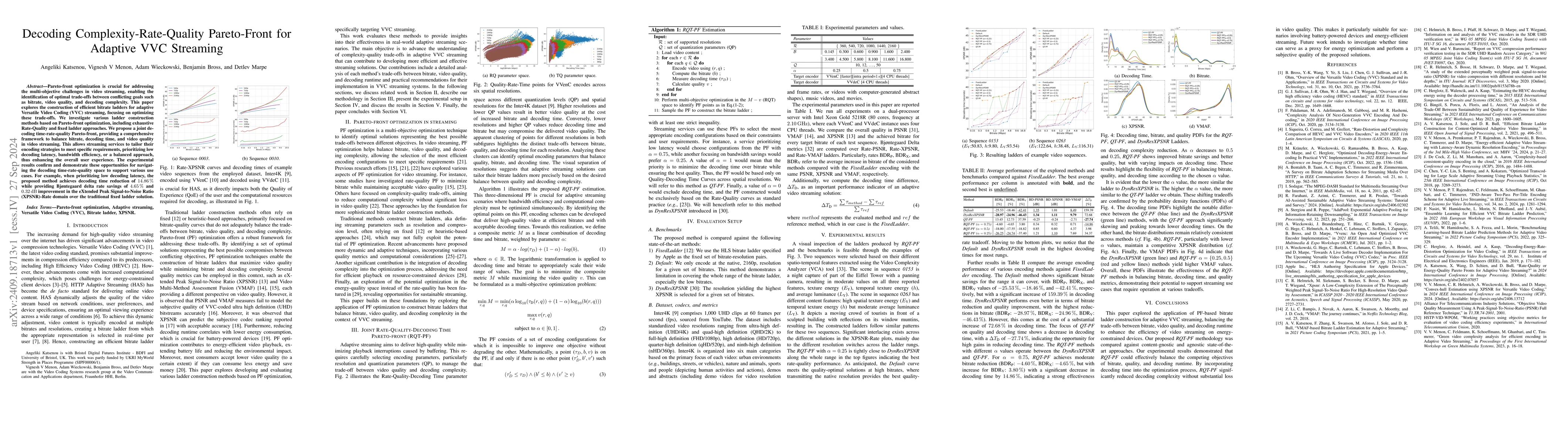Thumbnail for Decoding Complexity-Rate-Quality Pareto-Front for Adaptive VVC Streaming