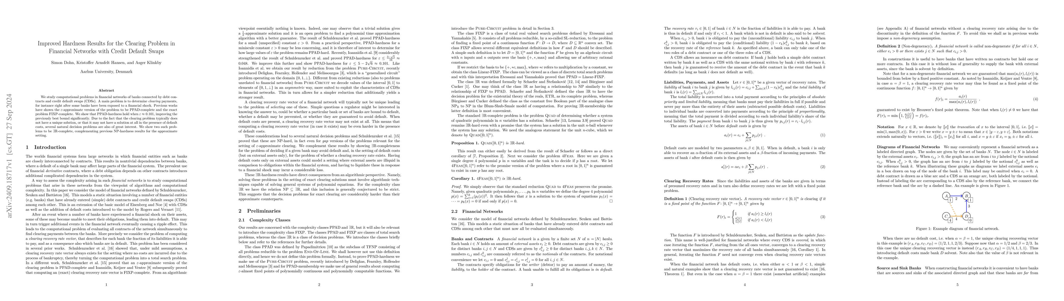 Thumbnail for Improved Hardness Results for the Clearing Problem in Financial Networks
  with Credit Default Swaps