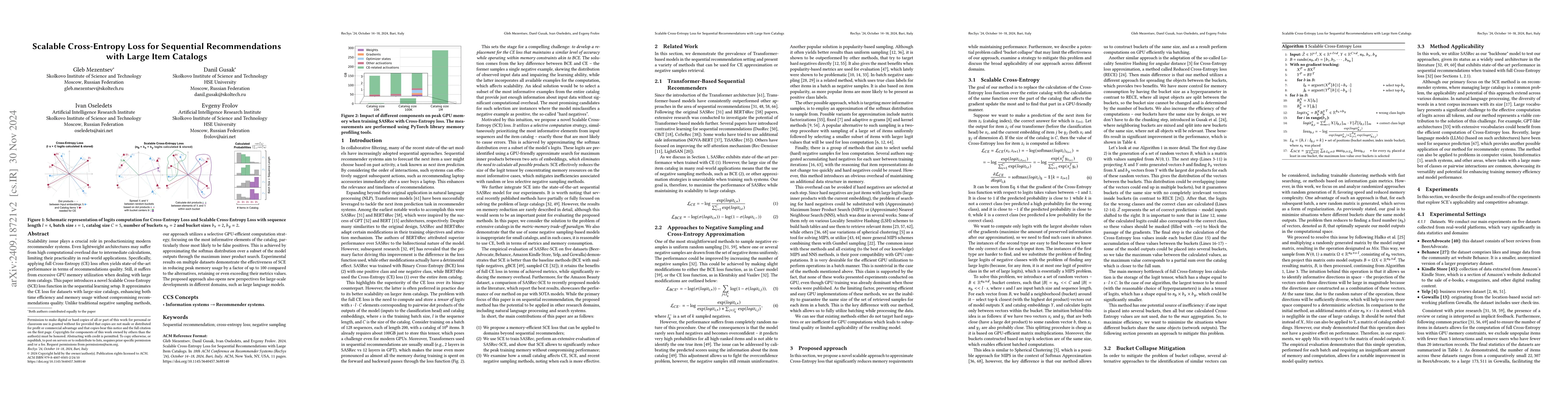 Thumbnail for Scalable Cross-Entropy Loss for Sequential Recommendations with Large
  Item Catalogs