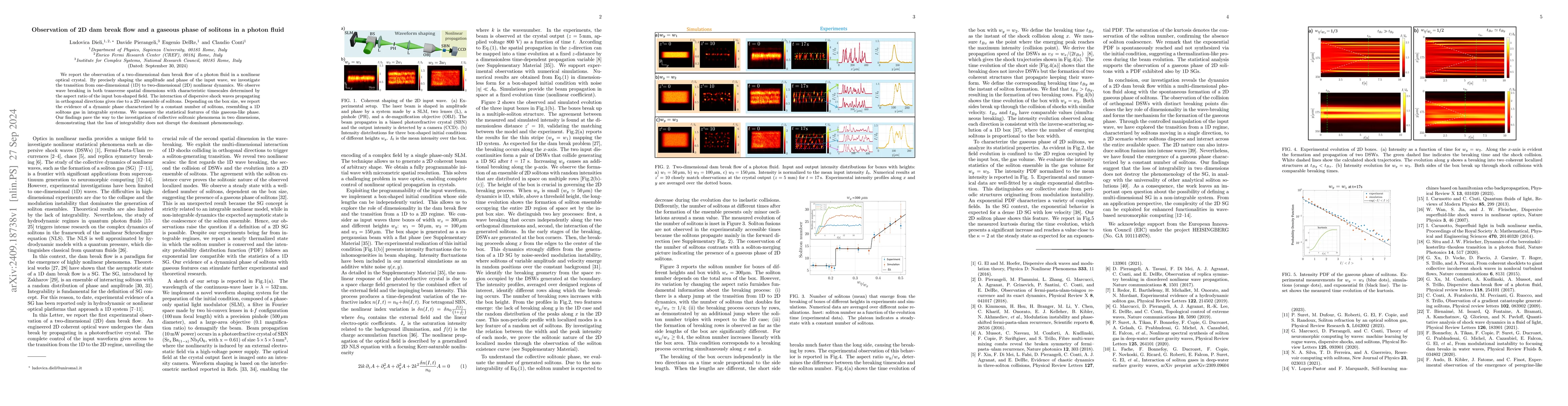 Thumbnail for Observation of 2D dam break flow and a gaseous phase of solitons in a
  photon fluid