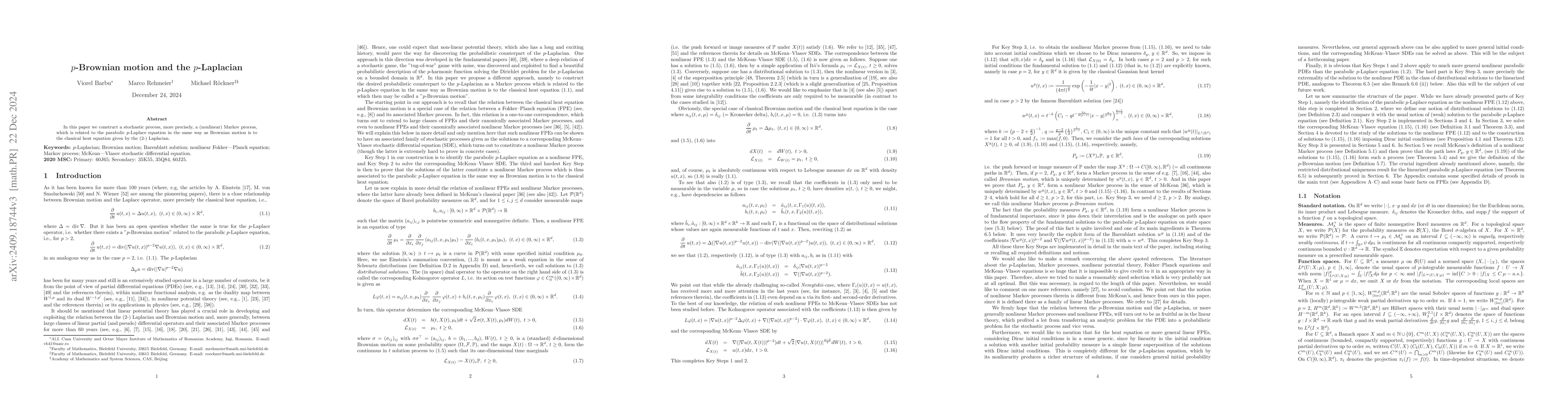 Thumbnail for $p$-Brownian motion and the $p$-Laplacian
