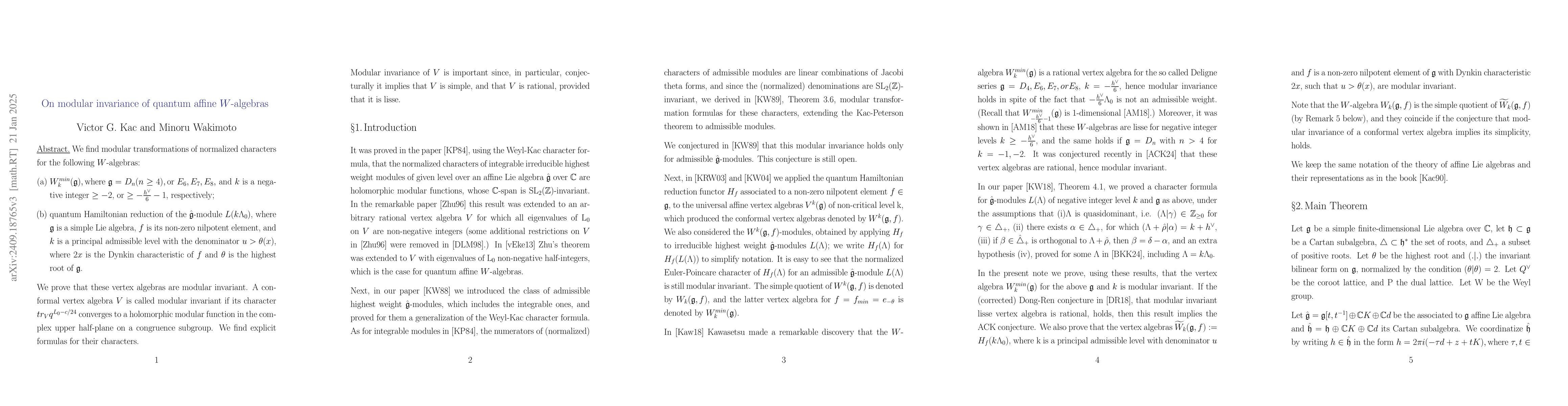 Thumbnail for On modular invariance of quantum affine $W$-algebras