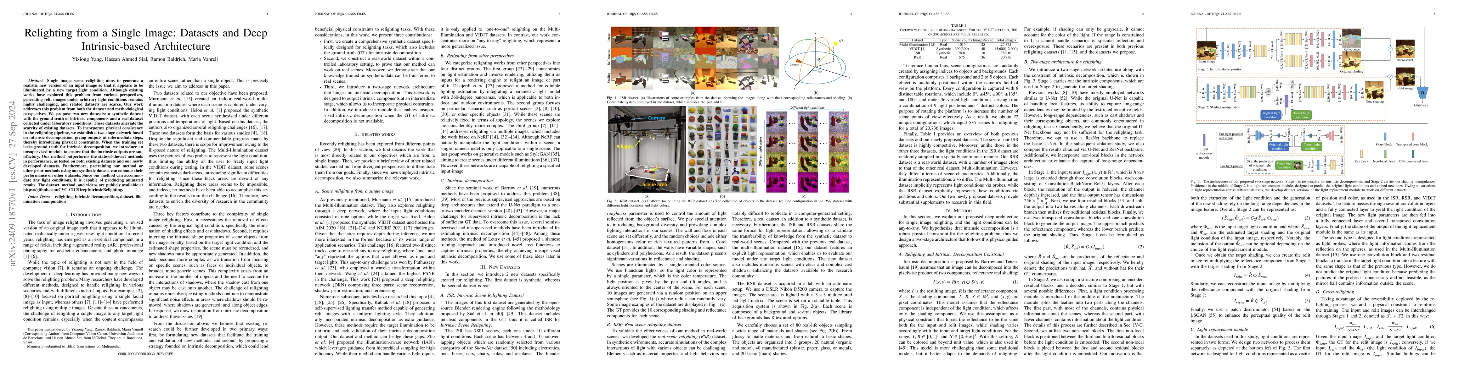 Thumbnail for Relighting from a Single Image: Datasets and Deep Intrinsic-based
  Architecture