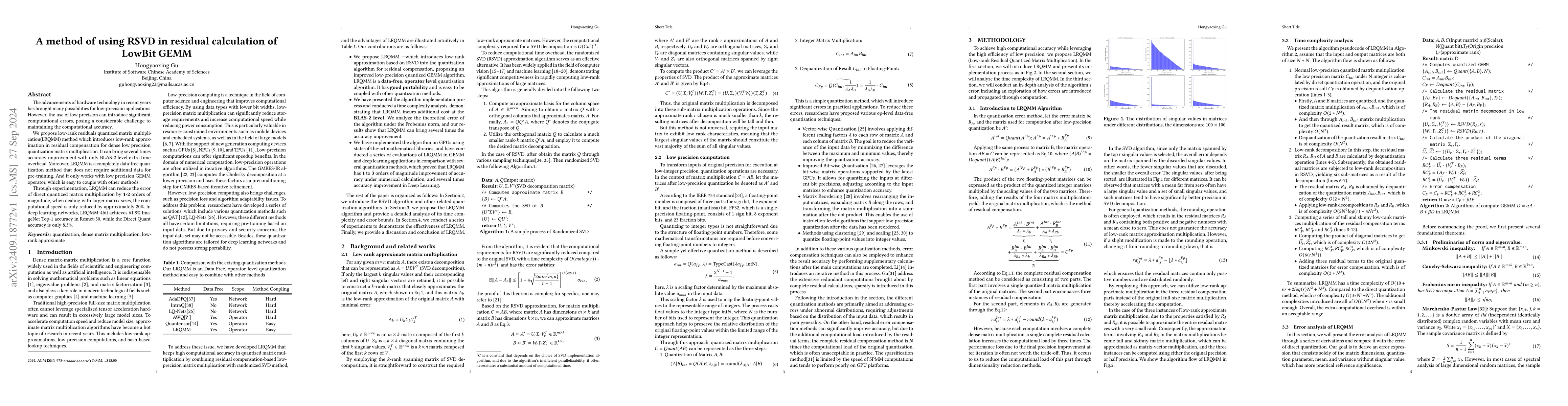 Thumbnail for A method of using RSVD in residual calculation of LowBit GEMM