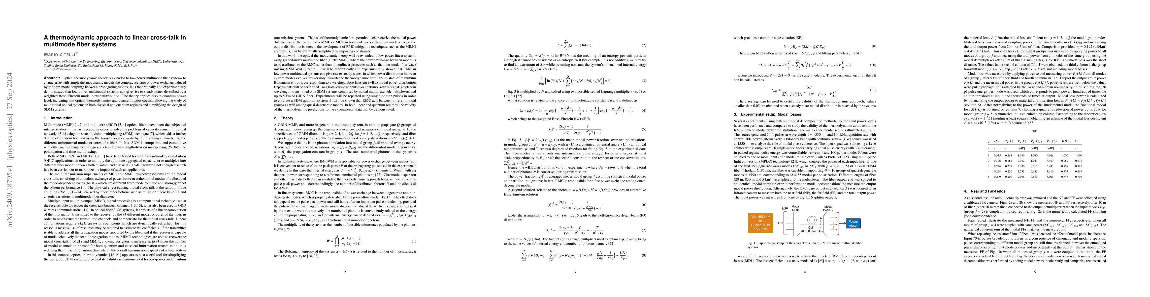Thumbnail for A thermodynamic approach to linear cross-talk in multimode fiber systems