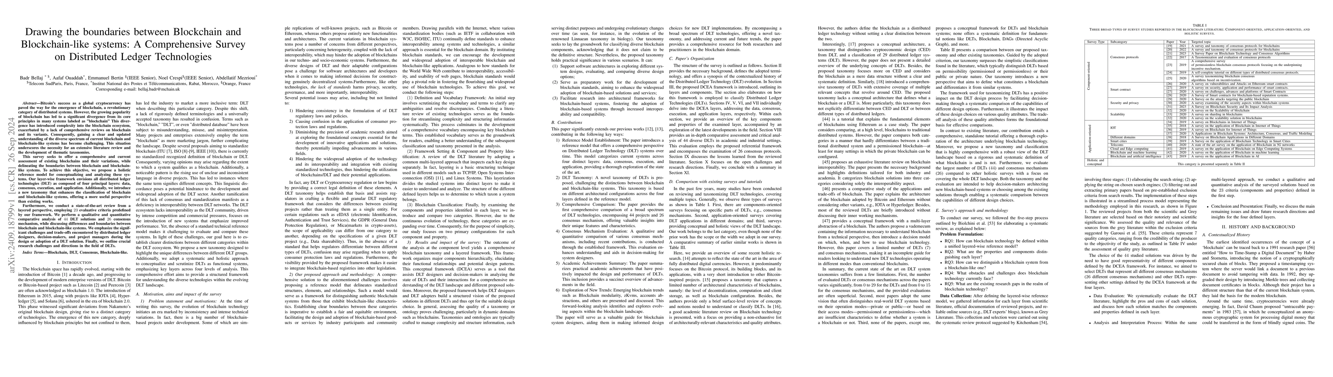 Thumbnail for Drawing the boundaries between Blockchain and Blockchain-like systems: A
  Comprehensive Survey on Distributed Ledger Technologies