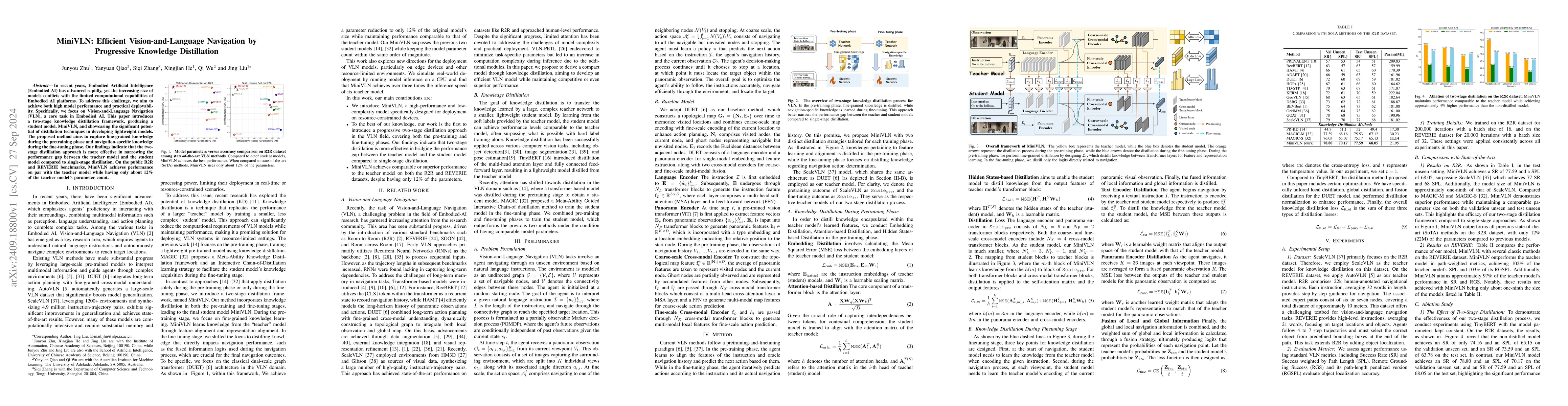 Thumbnail for MiniVLN: Efficient Vision-and-Language Navigation by Progressive
  Knowledge Distillation