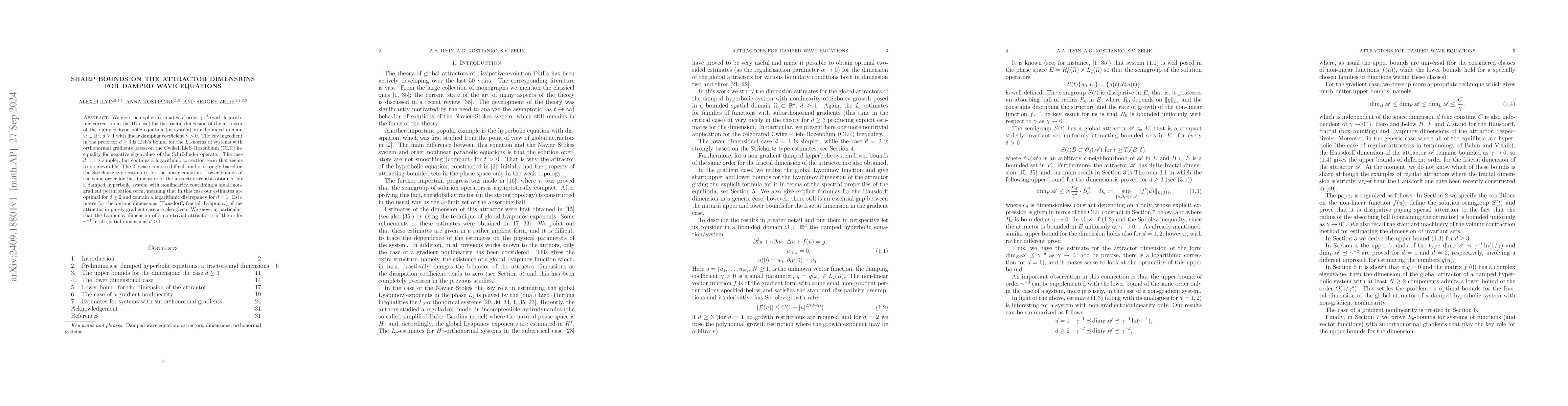 Thumbnail for Sharp bounds on the attractor dimensions for damped wave equations