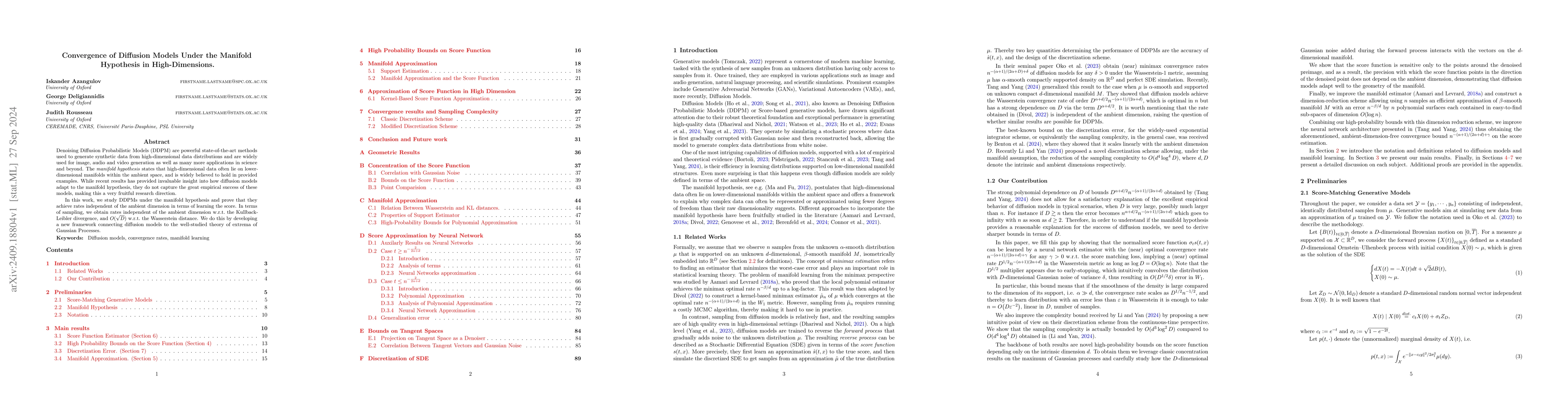 Thumbnail for Convergence of Diffusion Models Under the Manifold Hypothesis in
  High-Dimensions