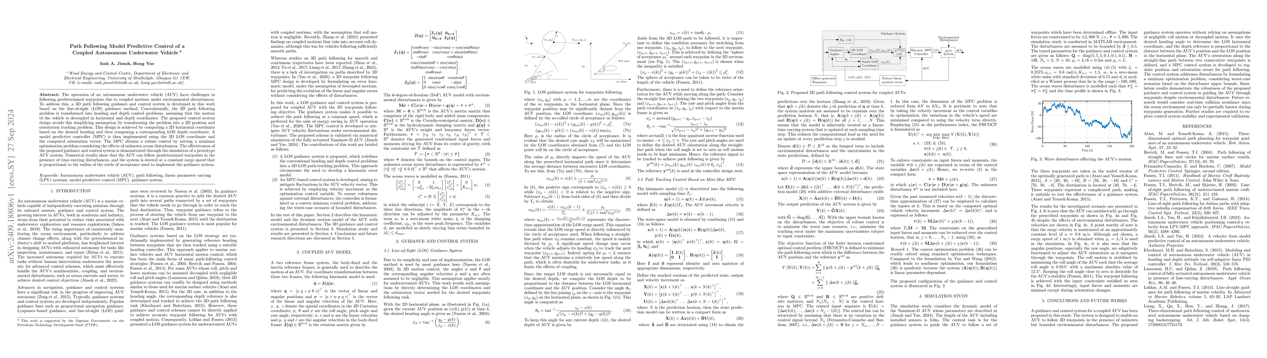 Thumbnail for Path Following Model Predictive Control of a Coupled Autonomous
  Underwater Vehicle