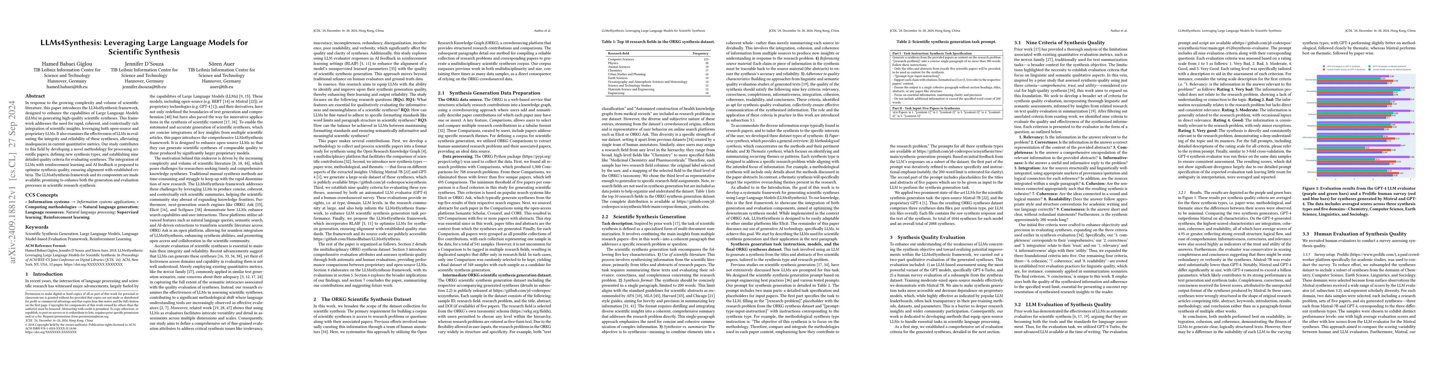 Thumbnail for LLMs4Synthesis: Leveraging Large Language Models for Scientific
  Synthesis