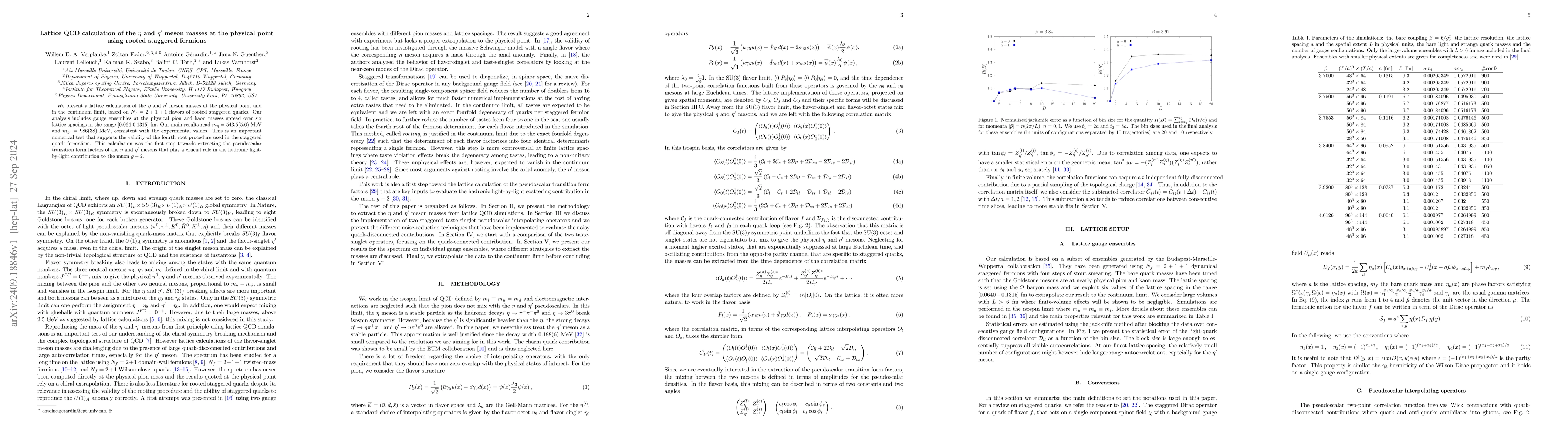 Thumbnail for Lattice QCD calculation of the $η$ and $η^{\prime}$ meson masses
  at the physical point using rooted staggered fermions