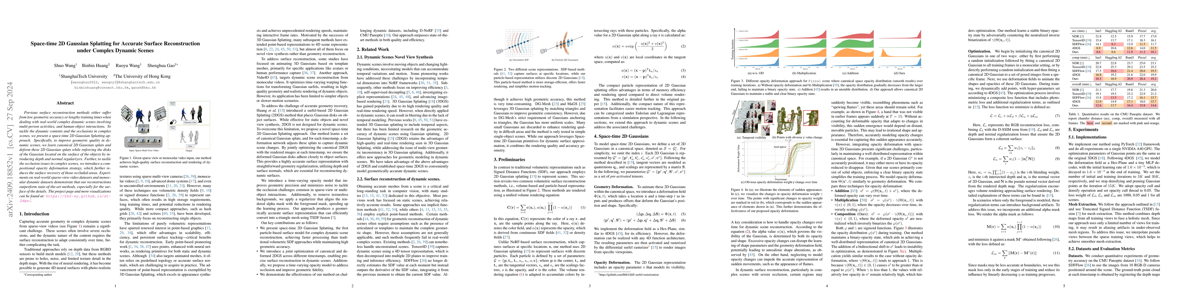 Thumbnail for Space-time 2D Gaussian Splatting for Accurate Surface Reconstruction
  under Complex Dynamic Scenes