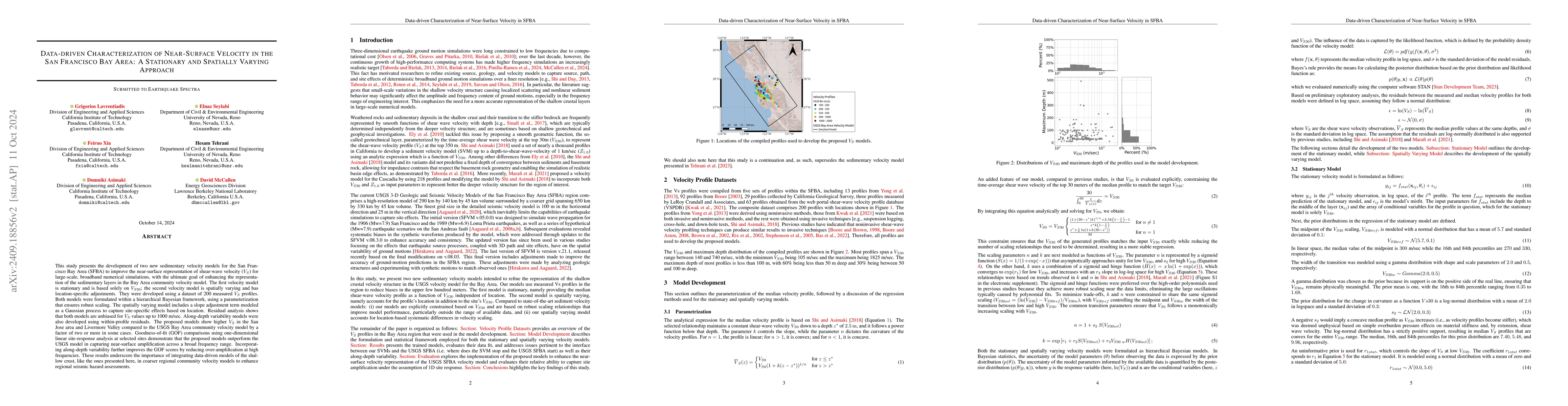Thumbnail for Data-driven Characterization of Near-Surface Velocity in the San
  Francisco Bay Area: A Stationary and Spatially Varying Approach