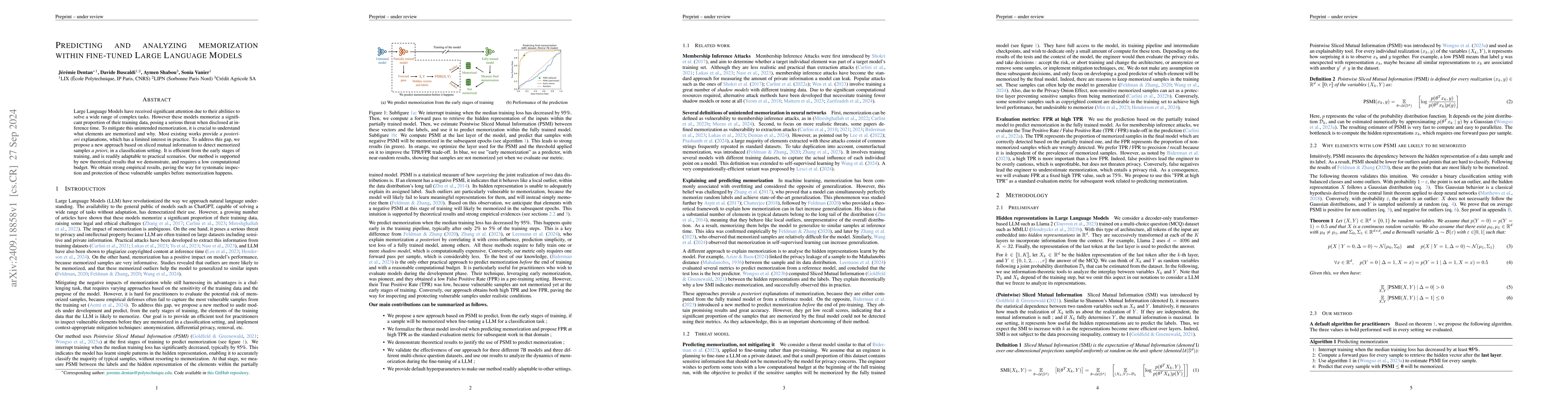 Thumbnail for Predicting and analyzing memorization within fine-tuned Large Language
  Models