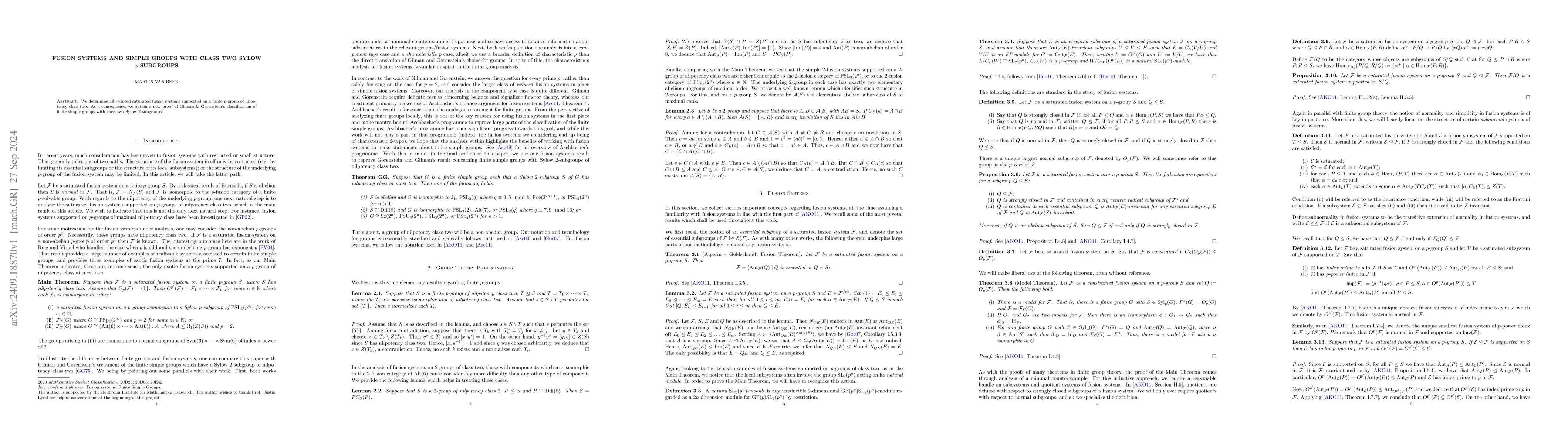 Thumbnail for Fusion Systems and Simple Groups With Class Two Sylow $p$-subgroups