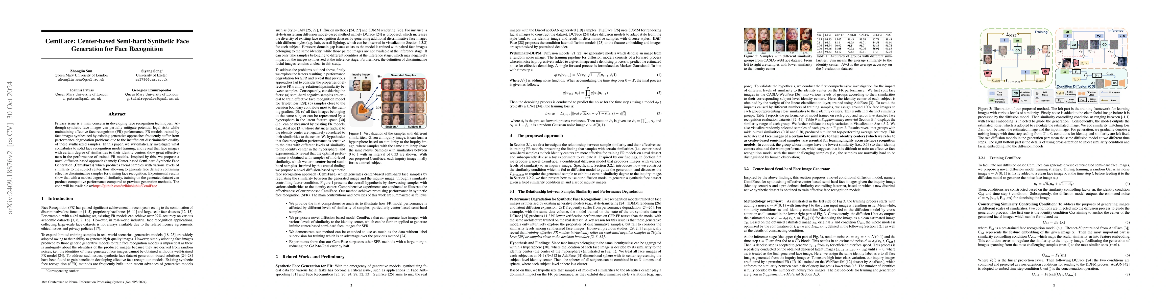 Thumbnail for CemiFace: Center-based Semi-hard Synthetic Face Generation for Face
  Recognition