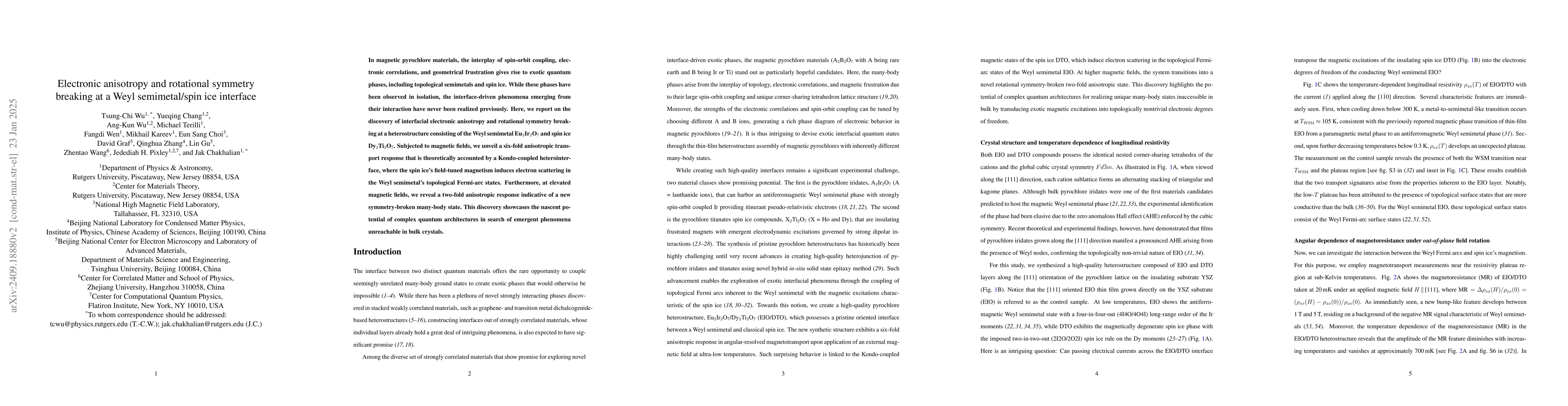 Thumbnail for Electronic anisotropy and rotational symmetry breaking at a Weyl
  semimetal/spin ice interface