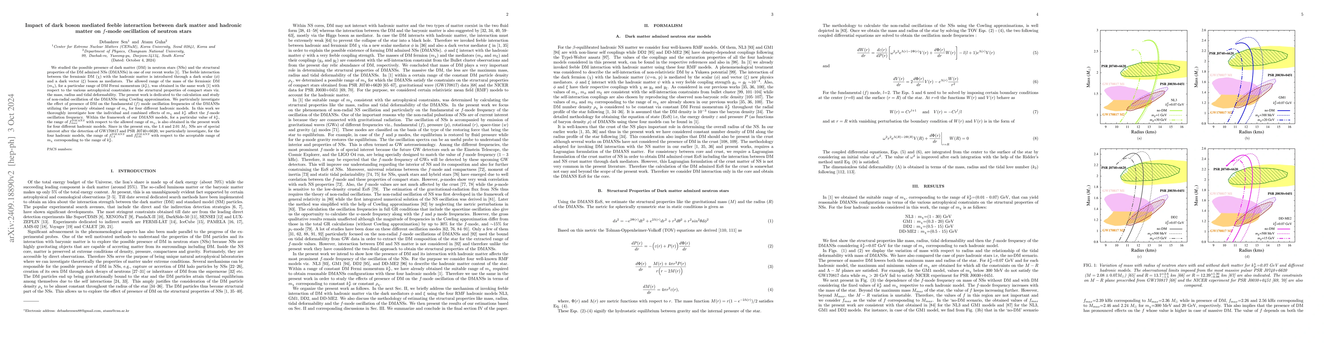 Thumbnail for Impact of dark boson mediated feeble interaction between dark matter and
  hadronic matter on $f$-mode oscillation of neutron stars