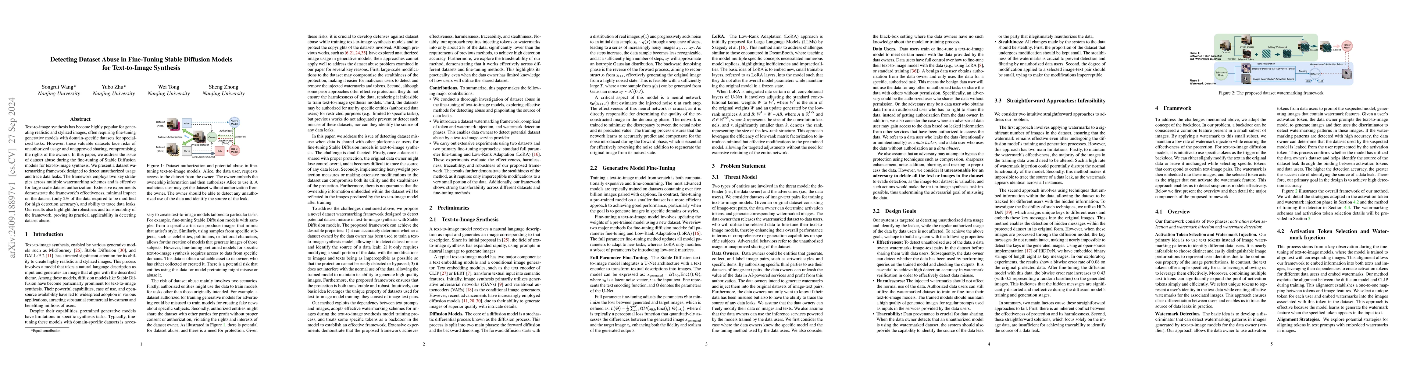Thumbnail for Detecting Dataset Abuse in Fine-Tuning Stable Diffusion Models for
  Text-to-Image Synthesis