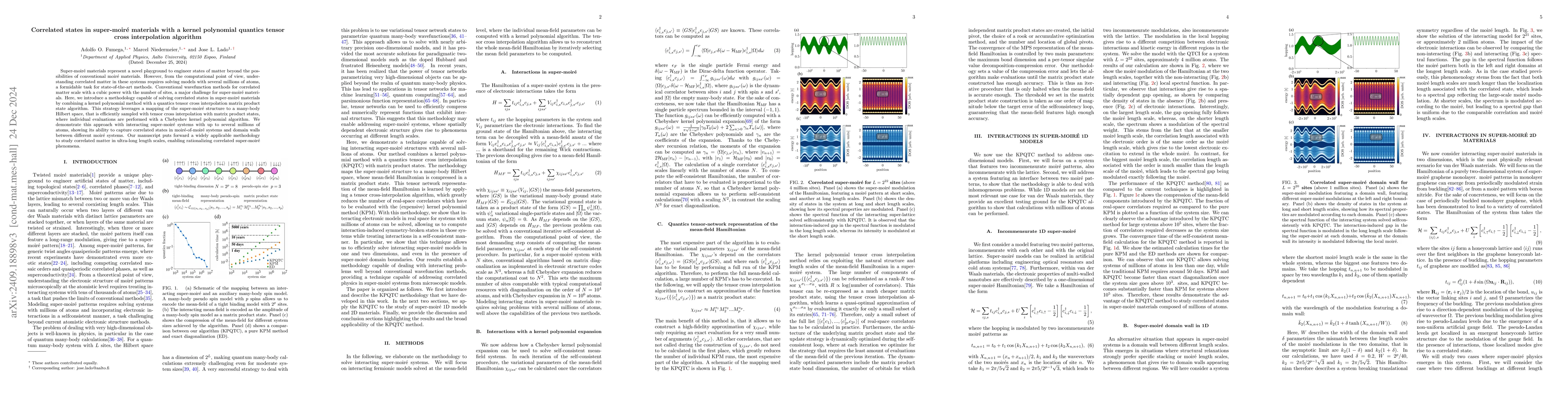 Thumbnail for Correlated states in super-moire materials with a kernel polynomial
  quantics tensor cross algorithm