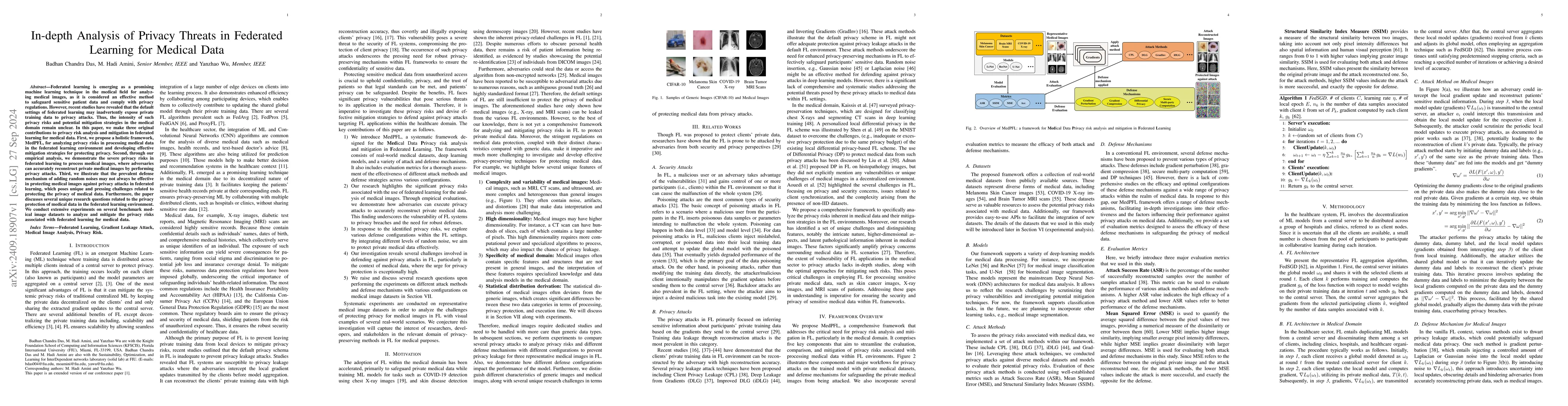 Thumbnail for In-depth Analysis of Privacy Threats in Federated Learning for Medical
  Data